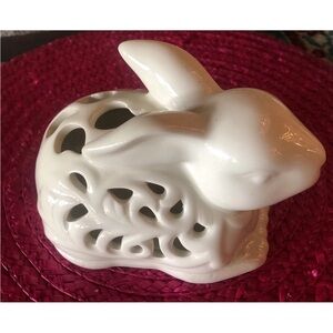 Yankee Candle Rabbit Tea Light Candle Holder White Cutout Design
